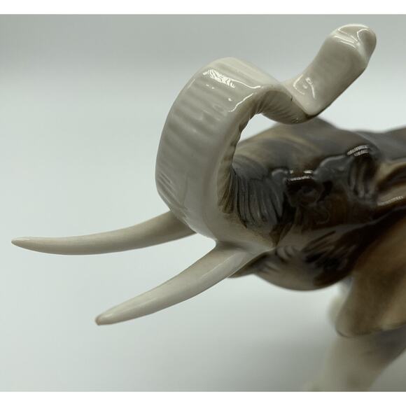 Royal Dux Trunk Up Elephant Figurine Czechoslovakia 6” Tall 2” Tusk Good Luck - Picture 4 of 8